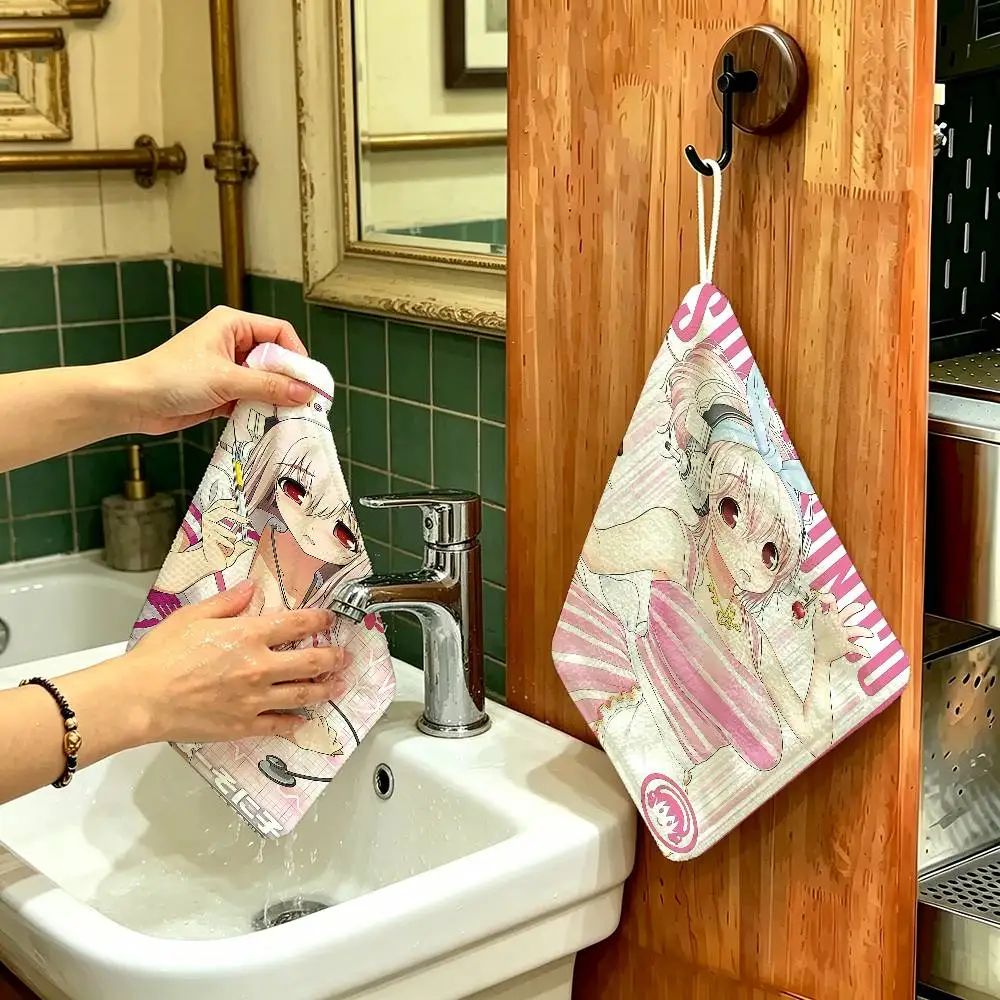 S-Super S-Sonico Anime Thickened Polyester Cotton Hanging Towel, High Absorbent Hand Wiping Towel for Indoor Use