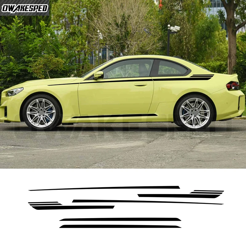 6 Pcs/Set Door Side Stripes Sticker Upper Waist Line Body Carbon Fiber Decal For BMW M2 G87 2023 2024 M Performance Accessories