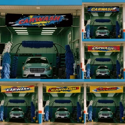 Car Wash Banner Colorful Advertisement Clean Arrange Logo Flag 60*240cm Tapestry Indoor Outdoor Polyester 10 grommets