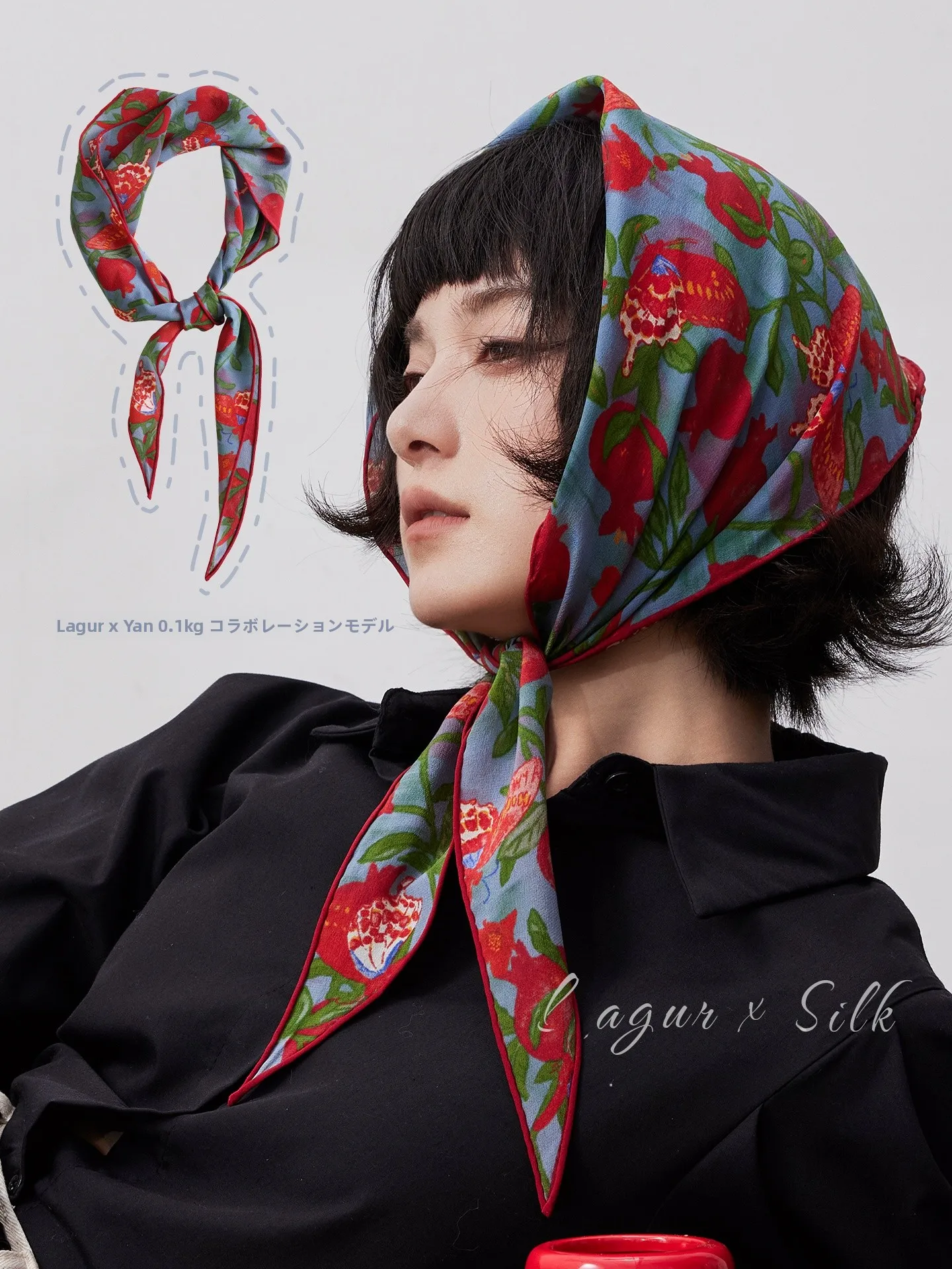 シルク三角スカーフ-朝祭り-女神の日ギフト-レディース新作-2026-ラグールブランド-田舎風-エッジロールシルクスカーフ