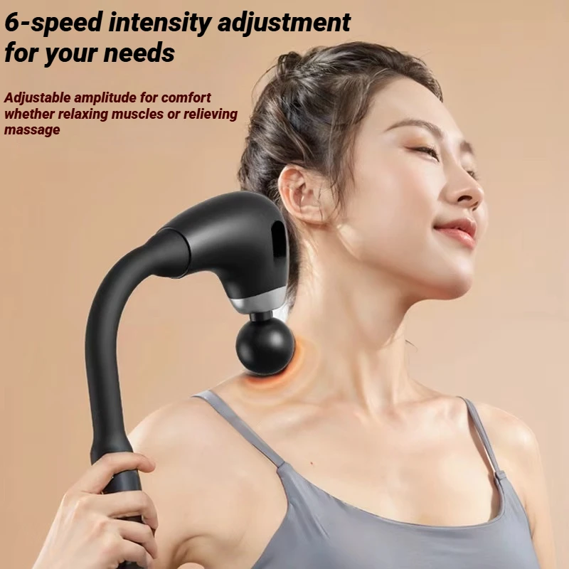 

Black U-Shape Long Handle Massager, LED Display, 6 Speeds 3 Modes, Whisper-Quiet & Long Battery, for Home Office Relaxation