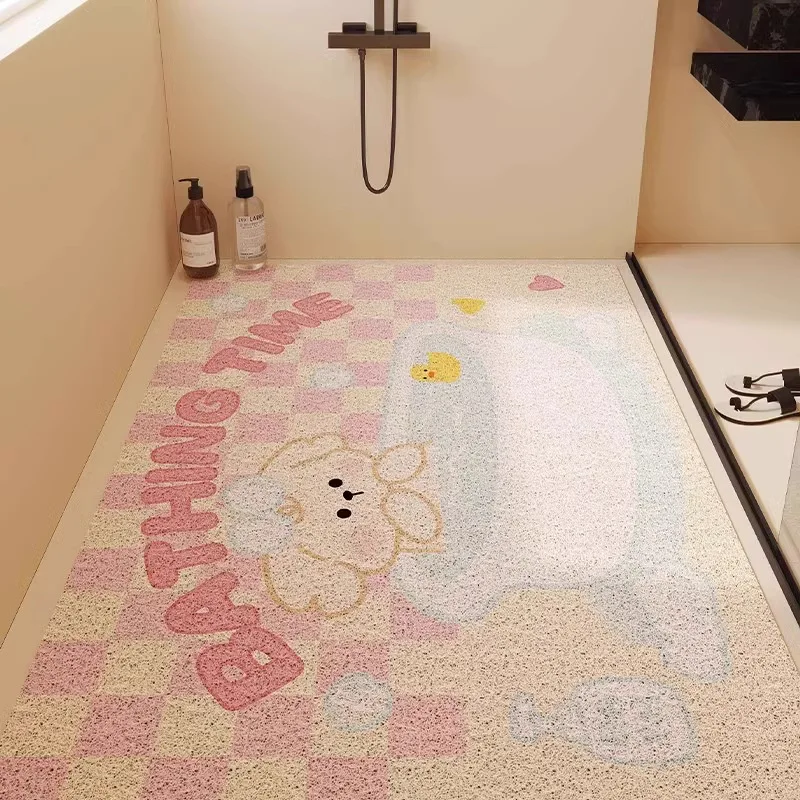 แผ่นรองพื้นห้องน้ำแบบวงกลม ทำจากผ้าไหม สามารถตัดได้ ป้องกันการลื่น สำหรับห้องอาบน้ำ ห้องน้ำ ห้องส้วม ป้องกันการล้ม ป้องกันสิ่งสกปรก