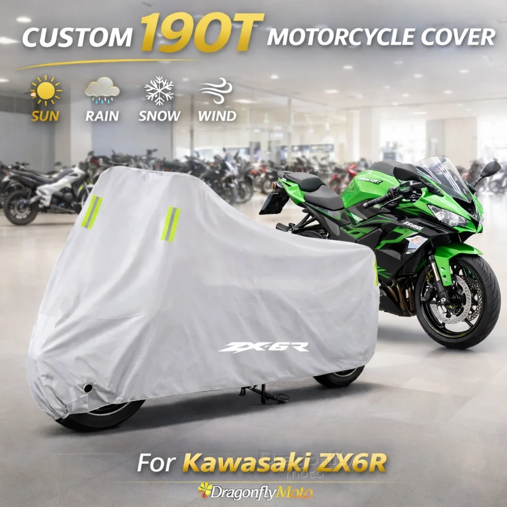 

For Kawasaki Ninja ZX6R ZX-6R ZX 6R 2009-2022 Motorcycle Cover Silver Waterproof UV Rain Dust Sun Outdoor Indoor Protector