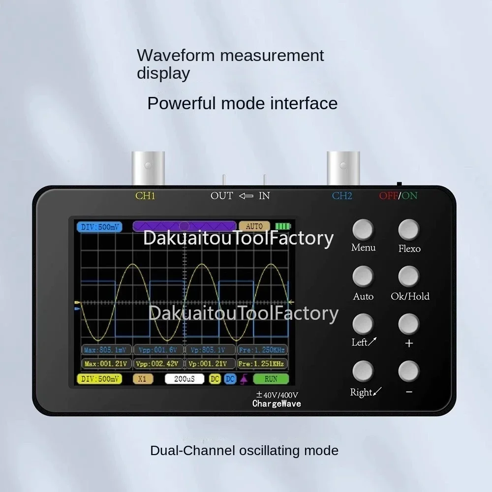 

Digital Oscilloscope 50M Sampling Rate Dual-channel 10M Analogue Bandwidth Current Oscilloscope 6A Current Waveform Measurement