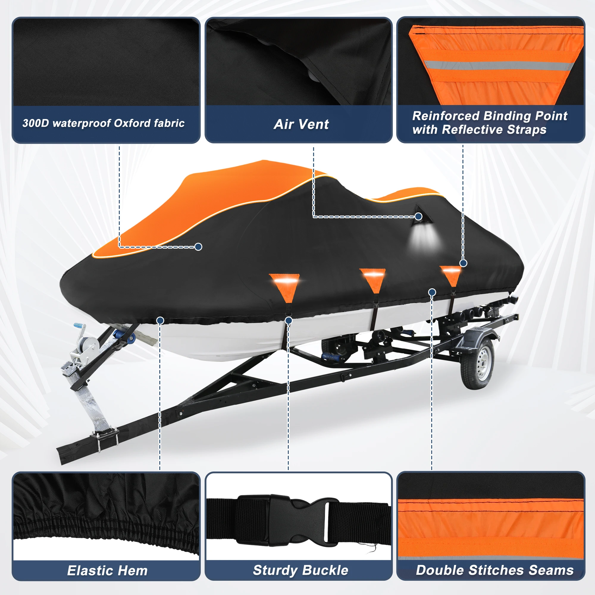 Uxcell Waterproof Yacht Cover For Jet Ski Cover 420D Anti-UV Cover For Yamaha FX Cruiser SVHO HO 2019-2024 Boat Accessories - view 3