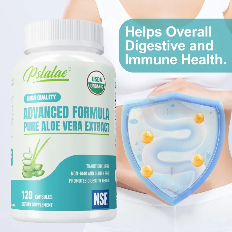 

Aloe Vera Capsules - Balances Intestinal Flora, Improves Immunity, Supports Gut and Digestive Health, Boosts Cellular Energy
