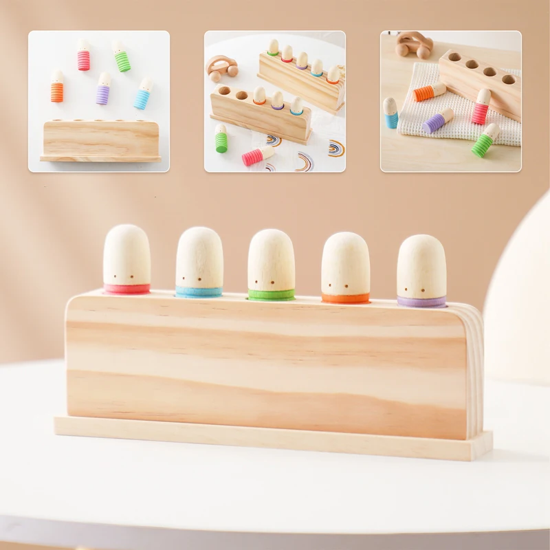 Montessori Toys Baby Wooden Bouncing Color Recognition Toy Training Children Colour Perception Coordination Toy Baby Block Gifts