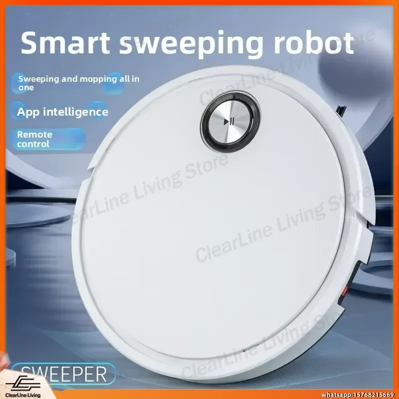 

3-in-1 Robot Vacuum and Mop Combo with Strong Suction Rechargeable Smart Auto Cleaning Machine for Hardwood Tile Carpet Home