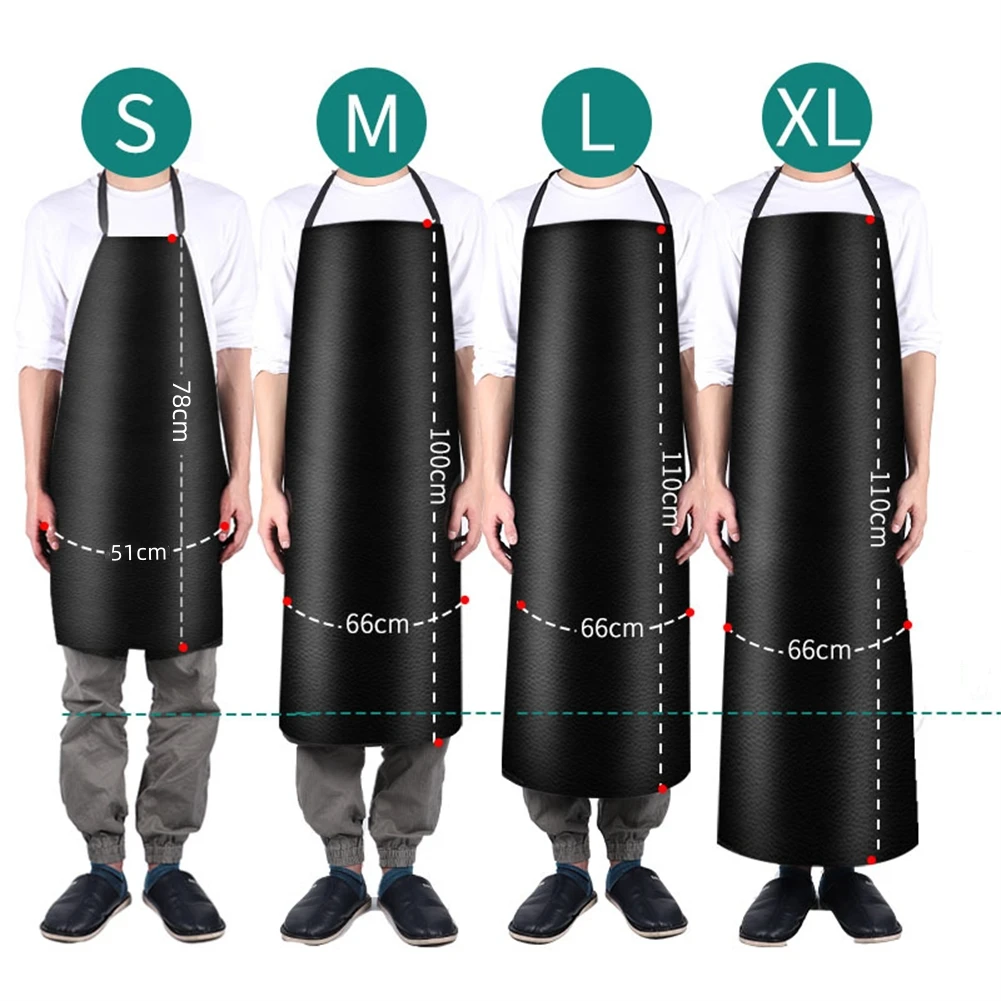 Waterproof Oilproof PVC Leather Heavy Duty Apron For Cleaner Kitchen Multi-Sizes