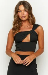 Summer Sexy Navel Exposed Hollow out Top Backless Sleeveless Solid 2024 New Arrivals Women's Top