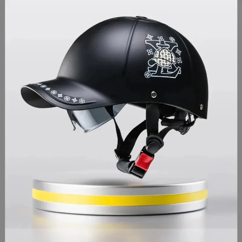 Motorcycle Half Helmet Baseball Cap Style Safety Helmet with Visor Retro Scooter Electric Bike Riding Helmet for Men Women image 6