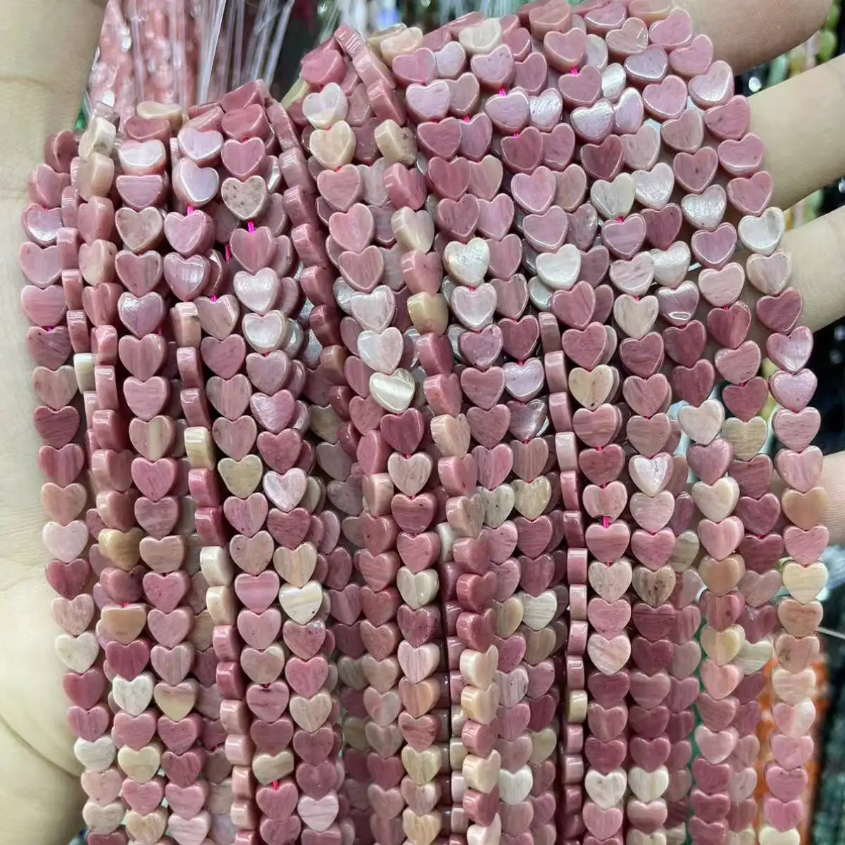 Natural Stone Beads Heart Shape Rhodonite Rose Stone Loose Beads 6mm Agate Crystal For Bracelets Necklace Jewelry Making