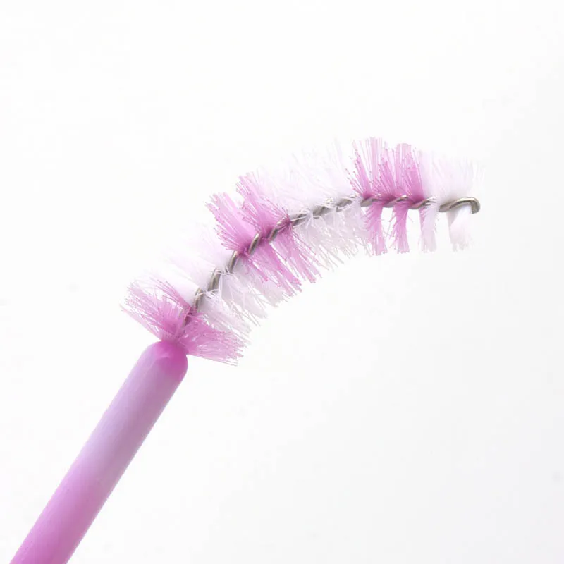 50/100PCS Disposable Eyelash Brushes Solid Stem Dual Color Spiral Lash Wands Nylon Brow Tools