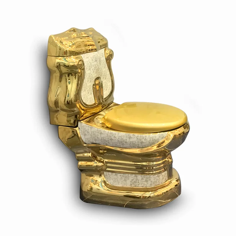 European-Style Court Golden Pottery Relief Split Toilet kit tool Vintage Hotel Color Court Golden Toilet Gold Creative Toilet