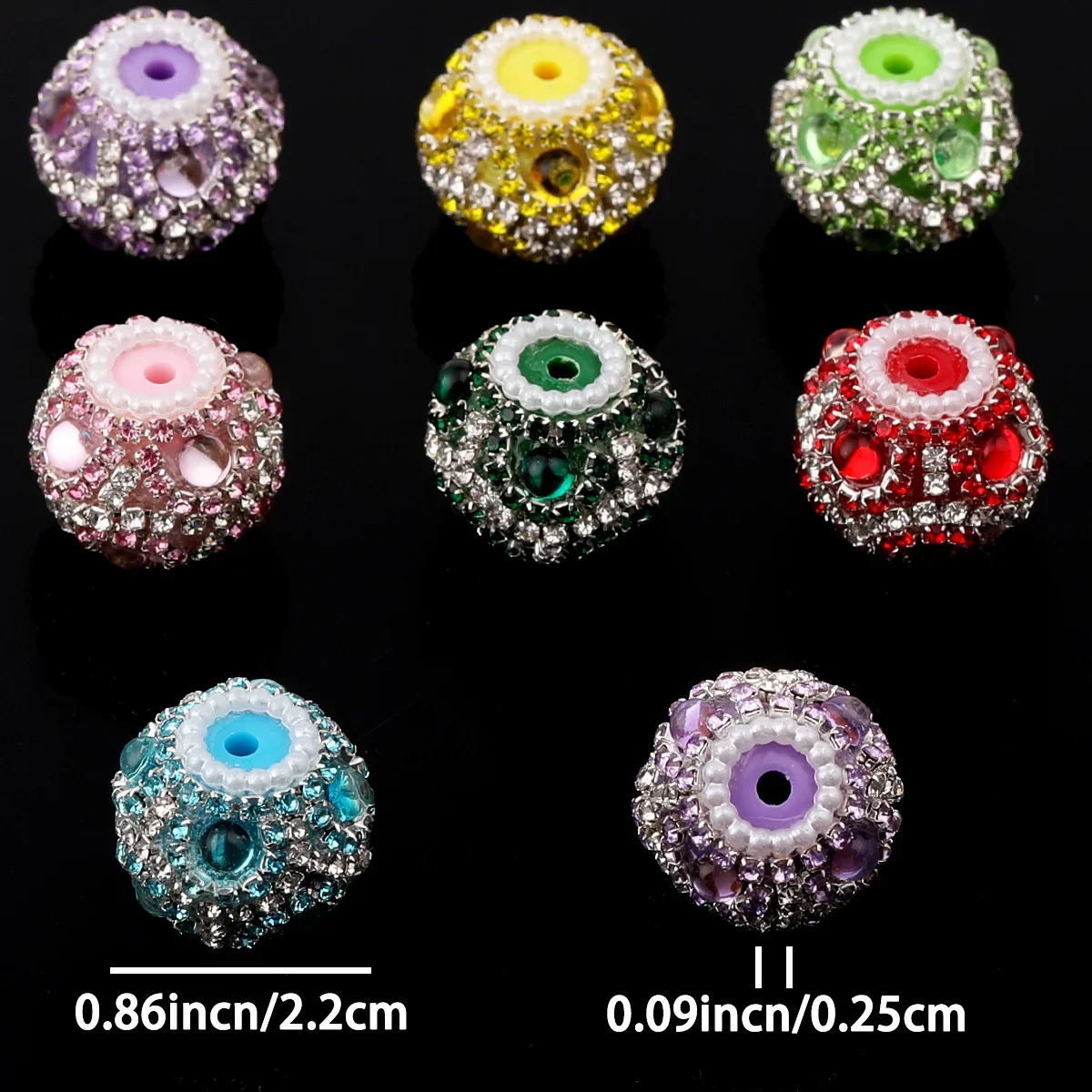 4/8 Stück Zufällige Farbe 22mm Zweifarbige Strass-Acrylperlen DIY Deko Stift Armband Bastelbedarf – Detail 2