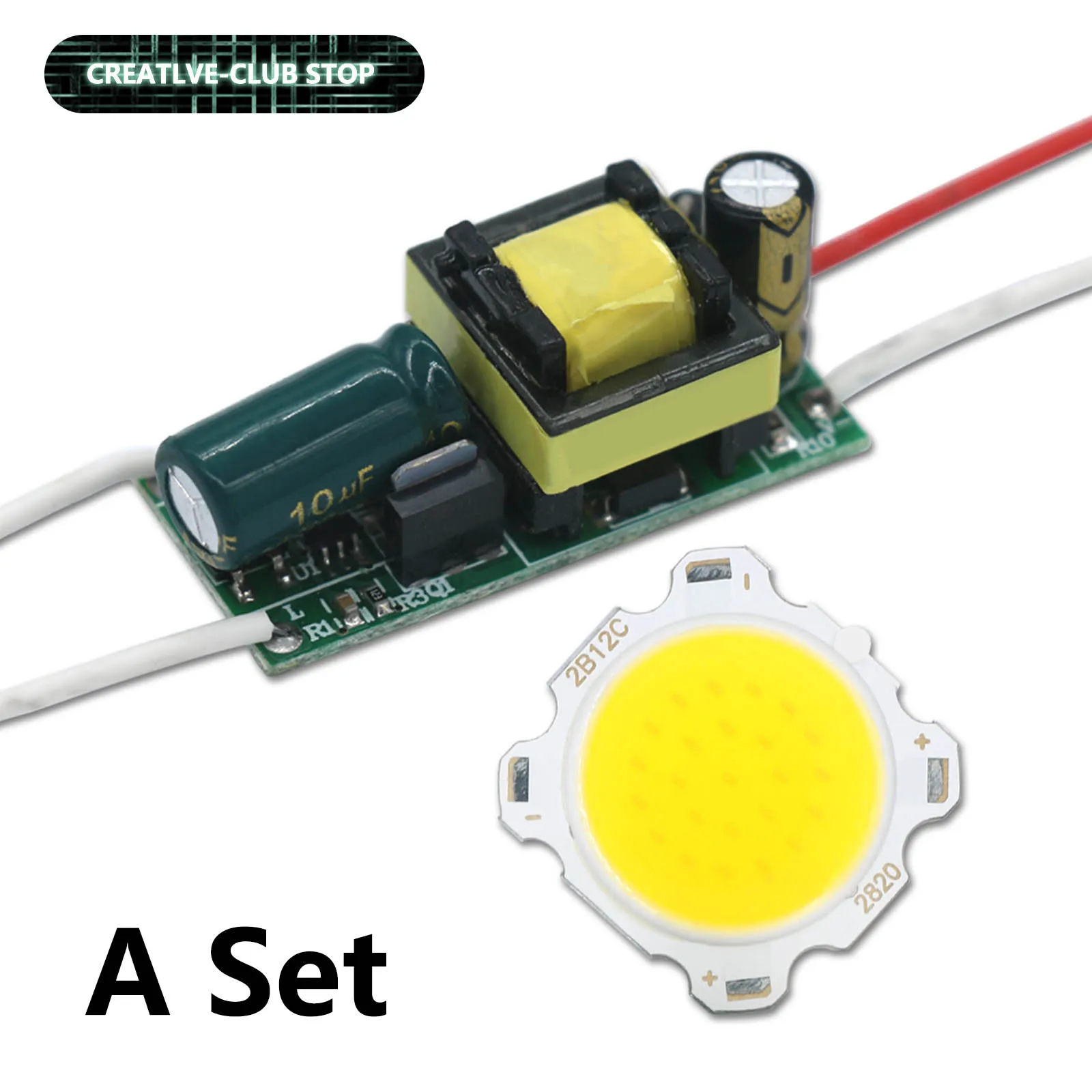 

High Power 10W a Set LED Driver With LED COB SMD Chip 90-265V LED Lamp Bead LED Bulb Diode DIY For LED Light Spotlight Downlight