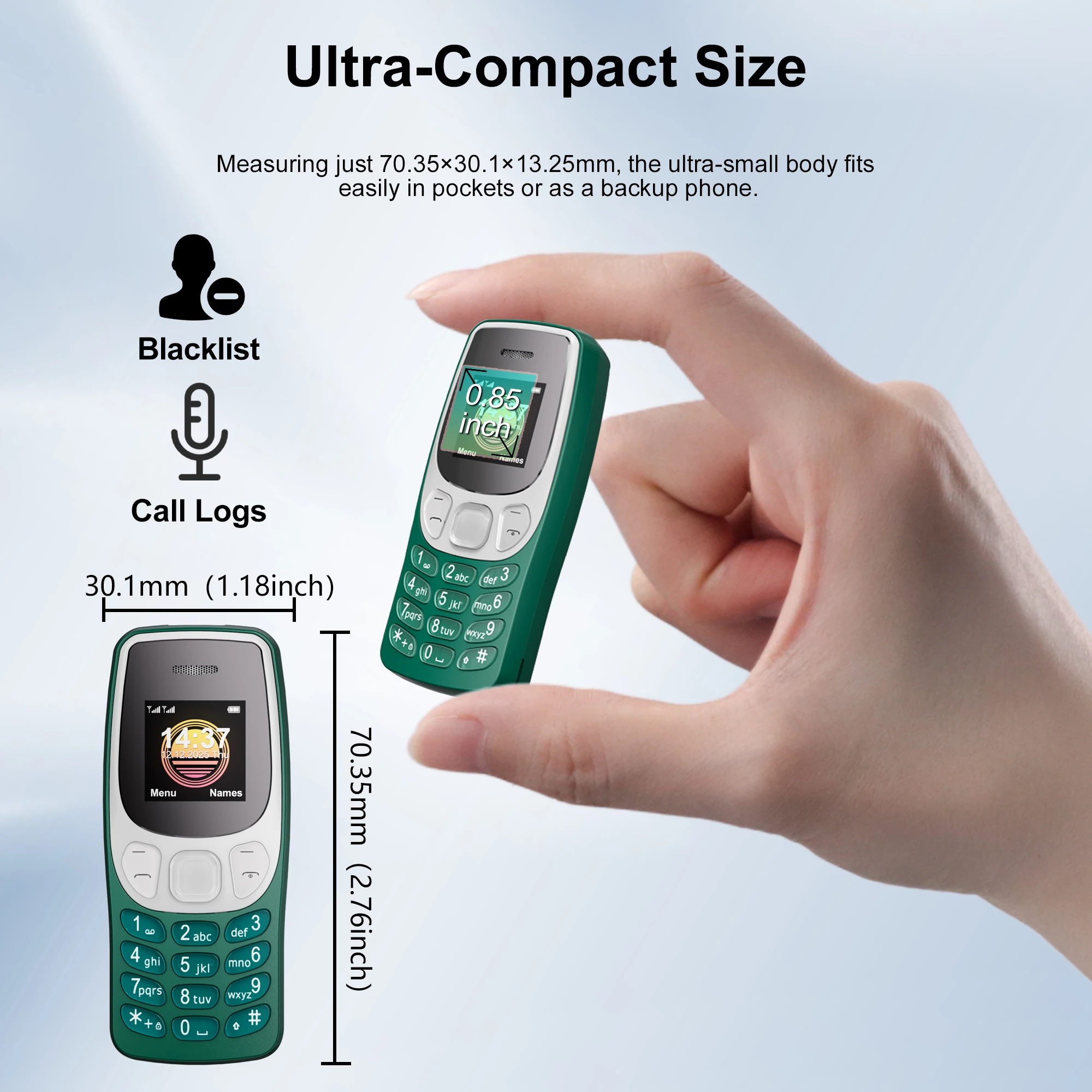 SERVO BM80 Mini Mobile Phone Dual SIM Card Speed Dial Magic Voice Call Recording 2G GSM 0.85