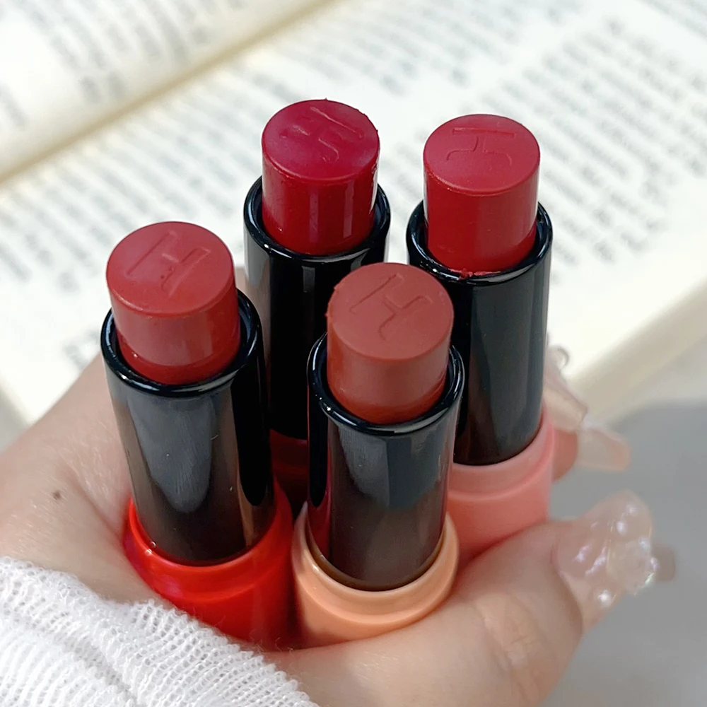 Lasting Moisturizing Lipstick Makeup Jelly Colored Lip Balm Waterproof Black Tea Red Lipstick 4 Colors Lip Tint Korean Cosmetics