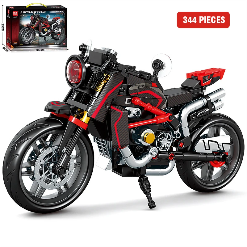 Stad Retro Technische Moto Auto Bouwstenen Racing Motobike Voertuig Bakstenen Speelgoed Motorfiets Model Bouwsteen Ornamenten Cadeau