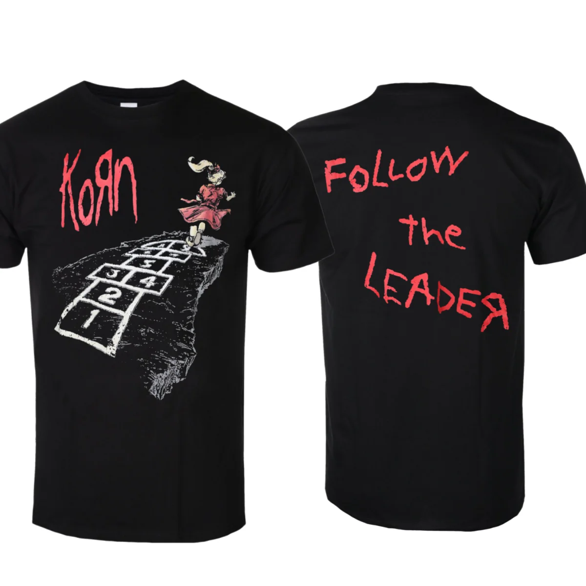 Korn - Follow The Leader Hopscotch Printed T-shirt - Nu Metal Band Style Daily T-shirt - Suitable for both men and women