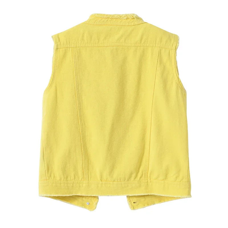 

Candy Color Denim Vest Women 2025 New Spring Summer Sleeveless Jacket Short Jean Coat Streetwear Female Waistcoat Casual Tops