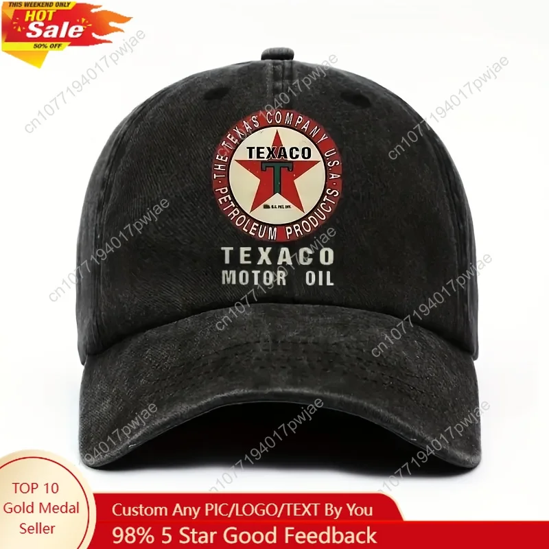 

[Vintage Washed Baseball Cap] Texas Motor Oil Vintage Washed Baseball Cap - Adjustable Snapback, Lightweight, Unisex, Retro Styl