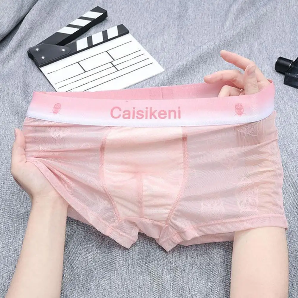 

Breathable Men Underwear Breathable Mesh Men's Boxer Briefs with Cotton Crotch for Daily Wear Sexy Stretchy Underwear for Men