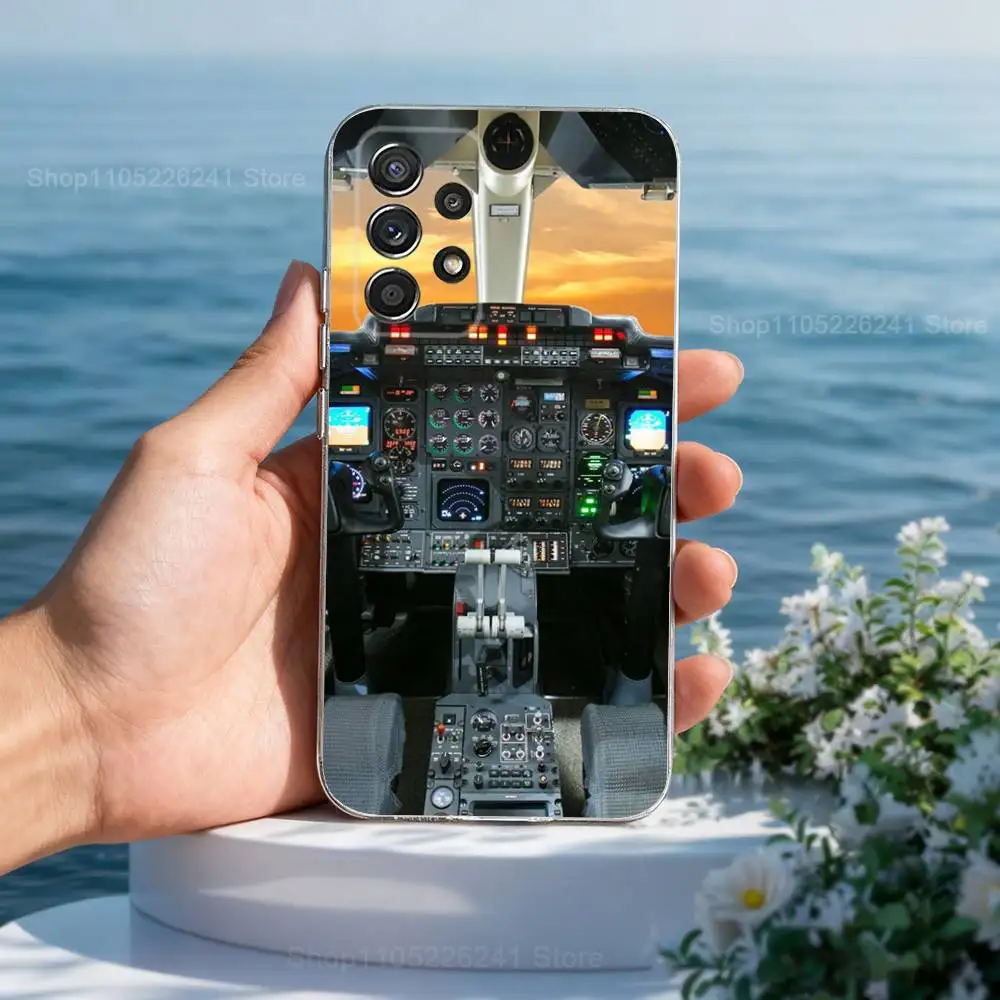 Instrumentos de arte de aviação para Samsung A30,71,51, S9,10,20, Ultra, S22,23,21,PIus,FE,Lite, Transparente, Capa de silicone