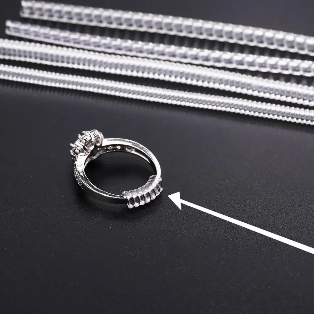 

4pcs/lot Transparent Spiral Based Ring Tools Spring Coil Ring Size Adjuster Guard Tightener Reducer Resizing Tool For Jewelry
