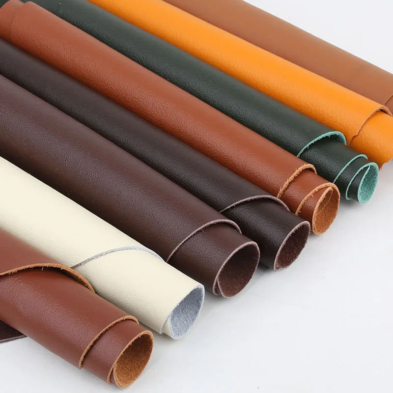 Colorful Plain Weave Top Layer Cowhide Leather Material, Genuine Leather Fabric with Drop Pattern of 1.2mm Thick Soft Cowhide So