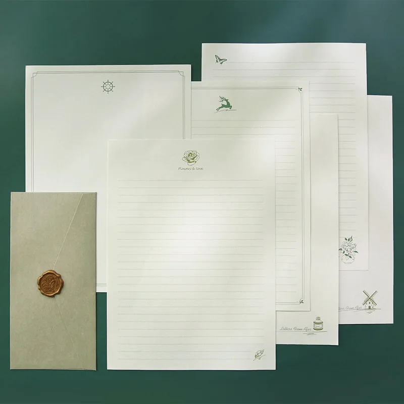 10pcs/pack of Artistic, Simple and Romantic A4 Letter Paper, with Thick and High-end Horizontal Blank Lines