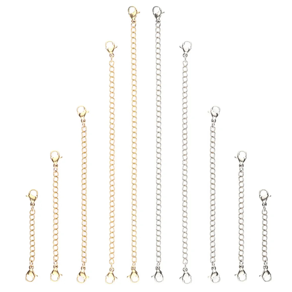 

10 Pcs Jewelry Necklace Extenders for Making Parts Lobster Buckle Extension Small Claw Clasp Chain