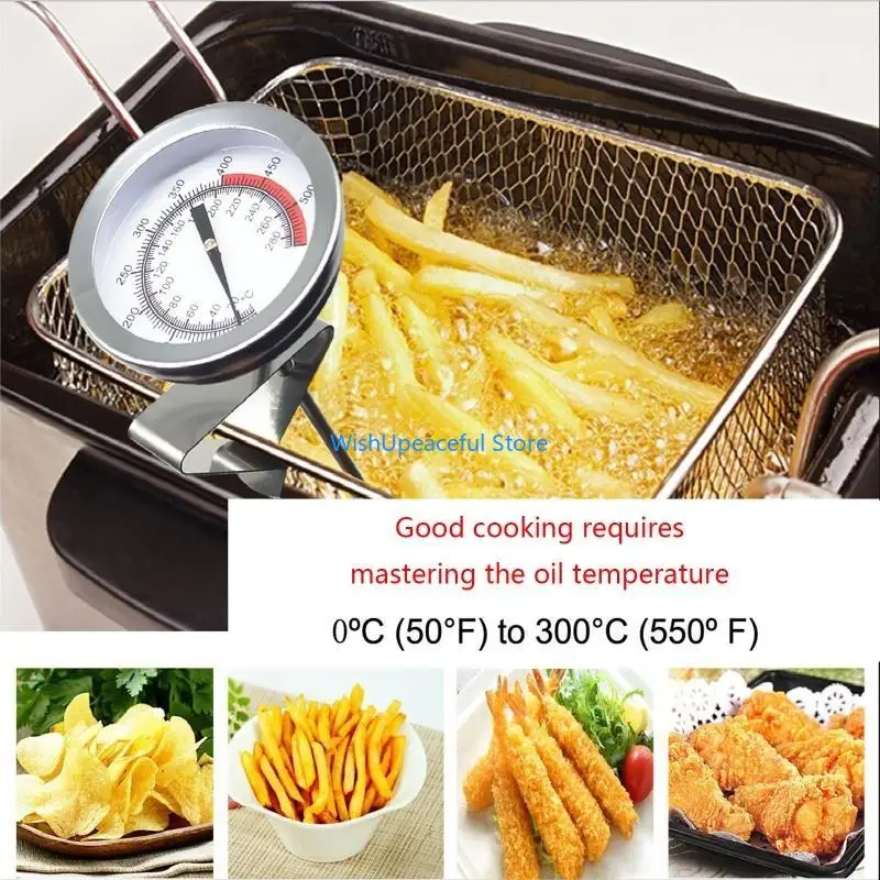 

34YA Thermometer for Cooking Read Long Stem Stainless Steel Kitchen Thermometer for Deep Frying Candy Turkey BBQ