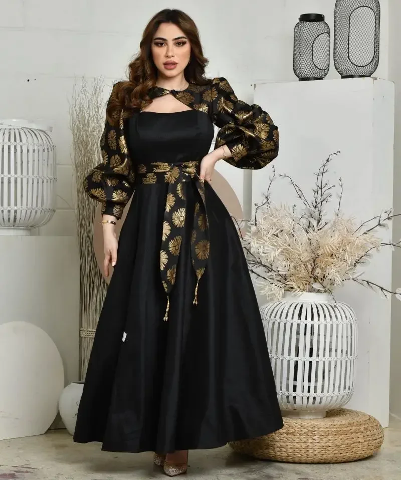 India Dubai Abaya Party Morocco Dress for Women Print Satin Ball Gown Vestidos Wedding Prom Evening Dress Abaya Morocco Caftan