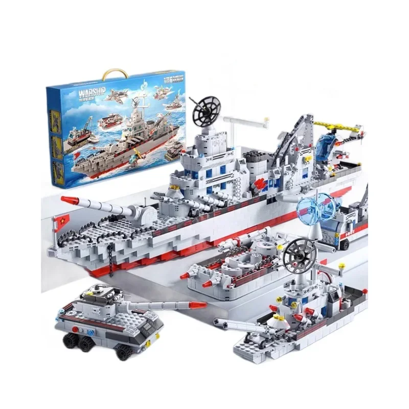 Toy Building Blocks Military Naval Ship Building Blocks Puzzle Brain Warship Building Blocks Model Toys Gift Boy Toys