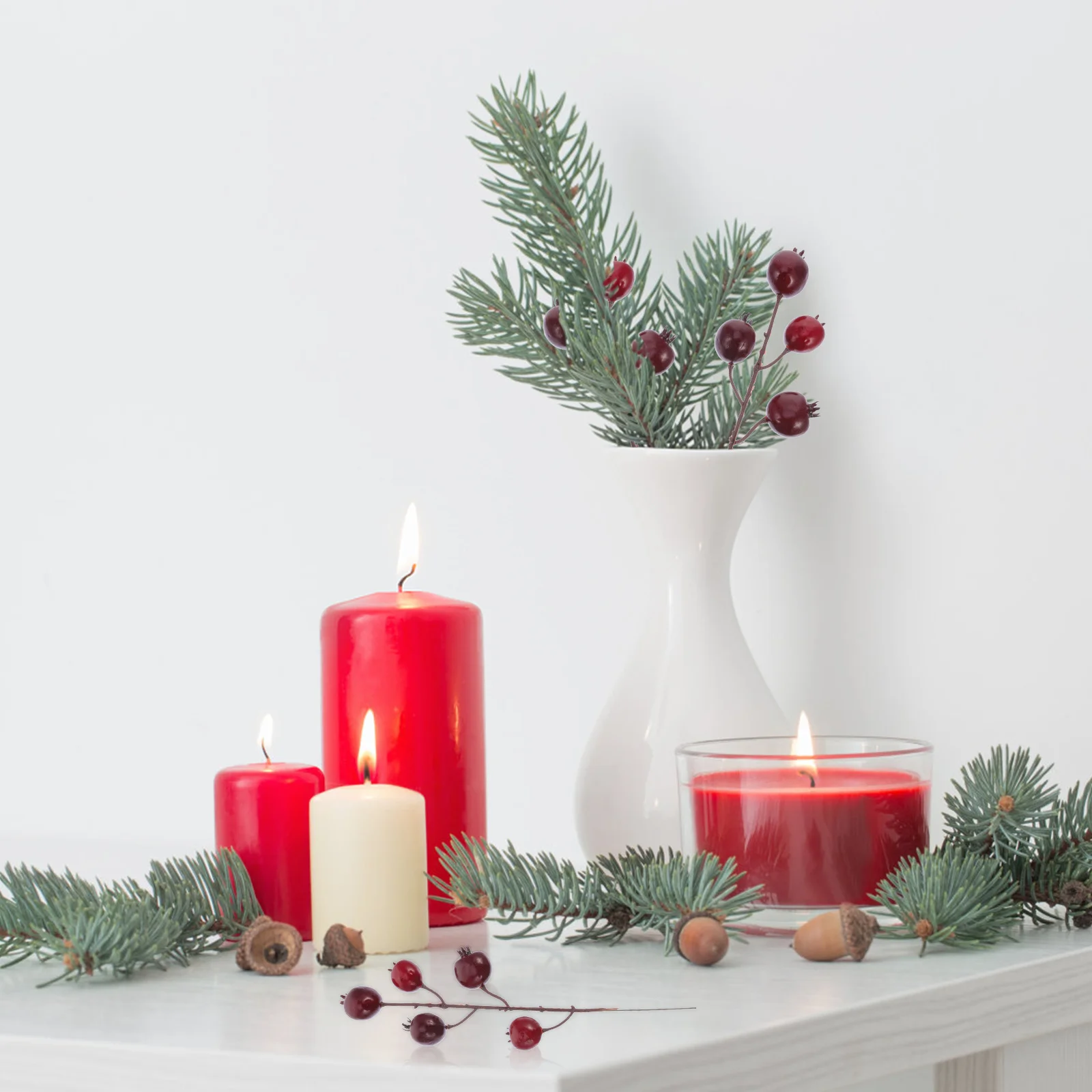 

3Pcs Artificial Pomegranate Berry Branches Dark Red Christmas Decor Simulation Berry Branches Adornment Home Wedding Party