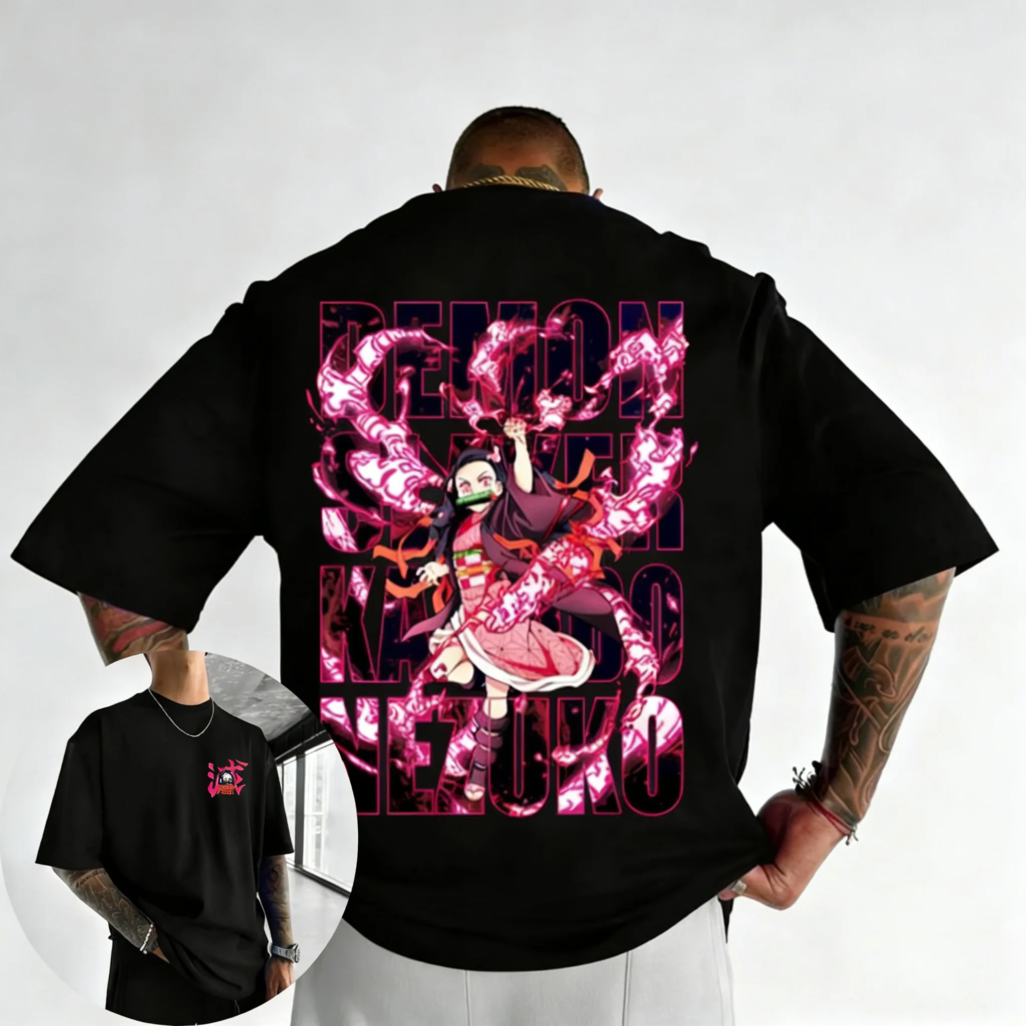 

Футболка унисекс Demon Slayer (Клинок, рассекающий демонов) с принтом Нэзуко, коллаборация, хлопок, лето 2026, новая, уличный стиль, хип-хоп, повседневная, свободная, Y2K, для родителей и детей