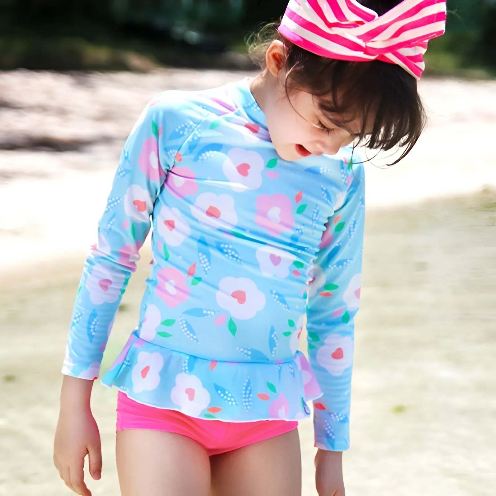 Toddler Girl Bathing Suit Children Swimsuit Girls 2-Piece Dress Cute Fashion Sun Proof Long Sleeve Swimsuit Baby Girl Swimwear