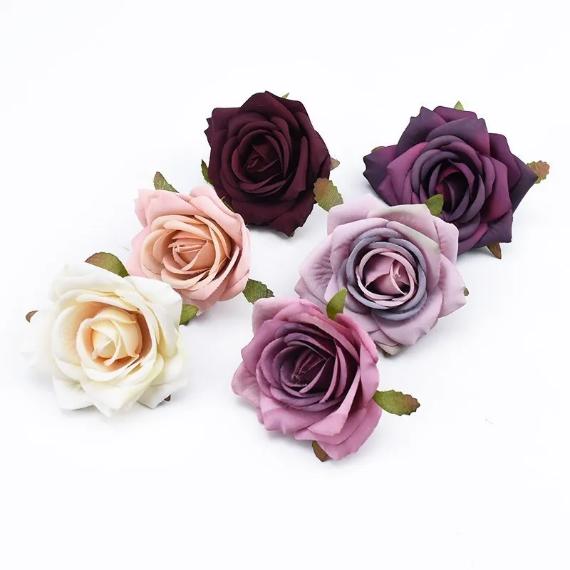 Rosas falsas para decoración del hogar, accesorios para la cabeza de boda, álbum de recortes, caja de dulces, flores artificiales, broche, guirnalda, 30 piezas