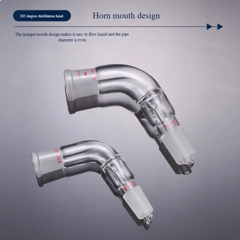 105 degree distillation head grinding mouth 14 19 24 29mm matching condenser tube round bottom flask air pipe joint