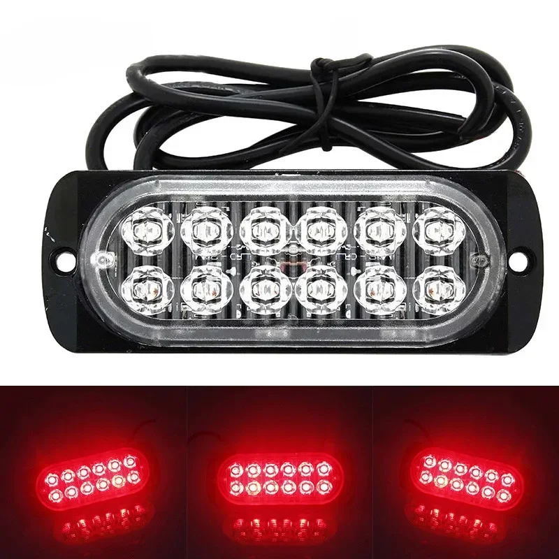 12LED Off-road Car Trailer Trucks Safety Urgent Working Fog Red Light Lamp DC 12V~24V 36W LED Urgent Light Fast Heat Dissipation