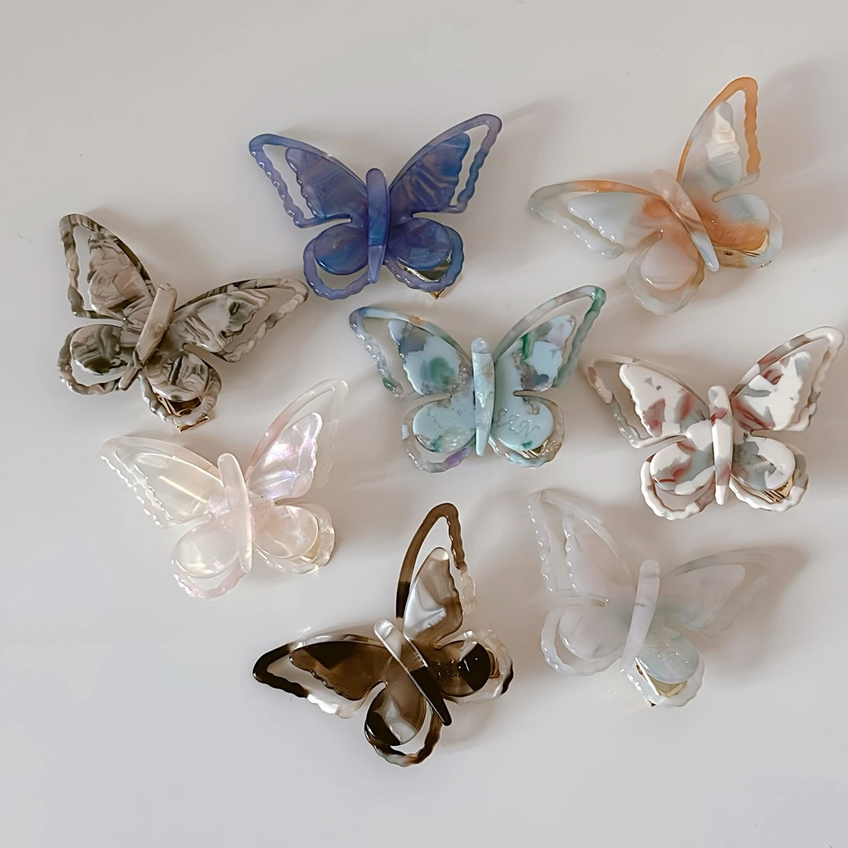 French Elegant Acetic Acid Butterfly Hair Clip Girl Fairy Hair Clip Temperament Bangs Clip Summer Beach Trendy Hair Accessories