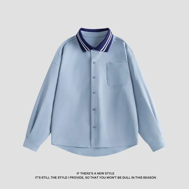 

Loose Casual Long Sve irt Spring New Sle ex Contrast Color Collar Workwear Jaet Men Casual Sle Comfortable Fit