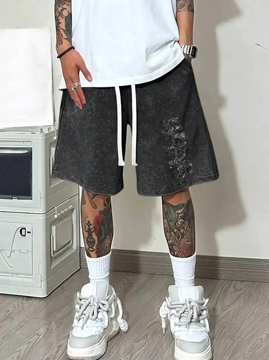

Printed Washed Shorts With Halftone Signature Design For Fashionable Casual Wear