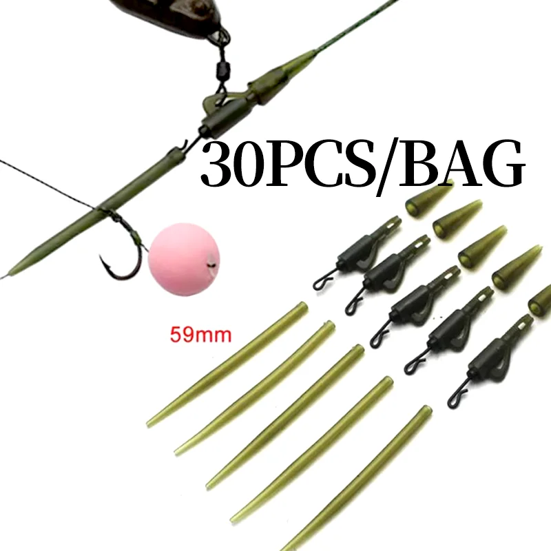 Karpfenangel-Zubehörset QC Hybrid Bleiclips mit Gummi-Konus-Endstück Anti-Tangle-Hülse Schnellwechsel-Wirbel für Karpfen-Rig
