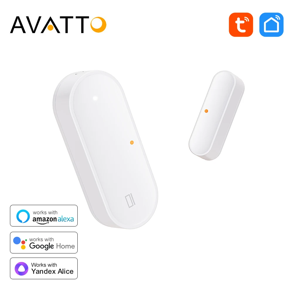 AVATTO Tuya Zigbee Smart Window Door Sensor With Battery Smart Home Security Alarm System Voice Control For Alexa Google Home