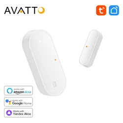 AVATTO Tuya Zigbee Smart Window Door Sensor With Battery Smart Home Security Alarm System Voice Control For Alexa Google Home