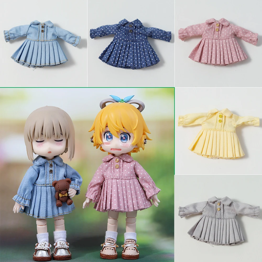 Long Sleeves Cute Doll Skirt Uniform Pleated Ob11 Dolls Skirt  With Spot Doll Accessories Clothes For Ymy Gsc Ob11 1/12 Bjd Doll