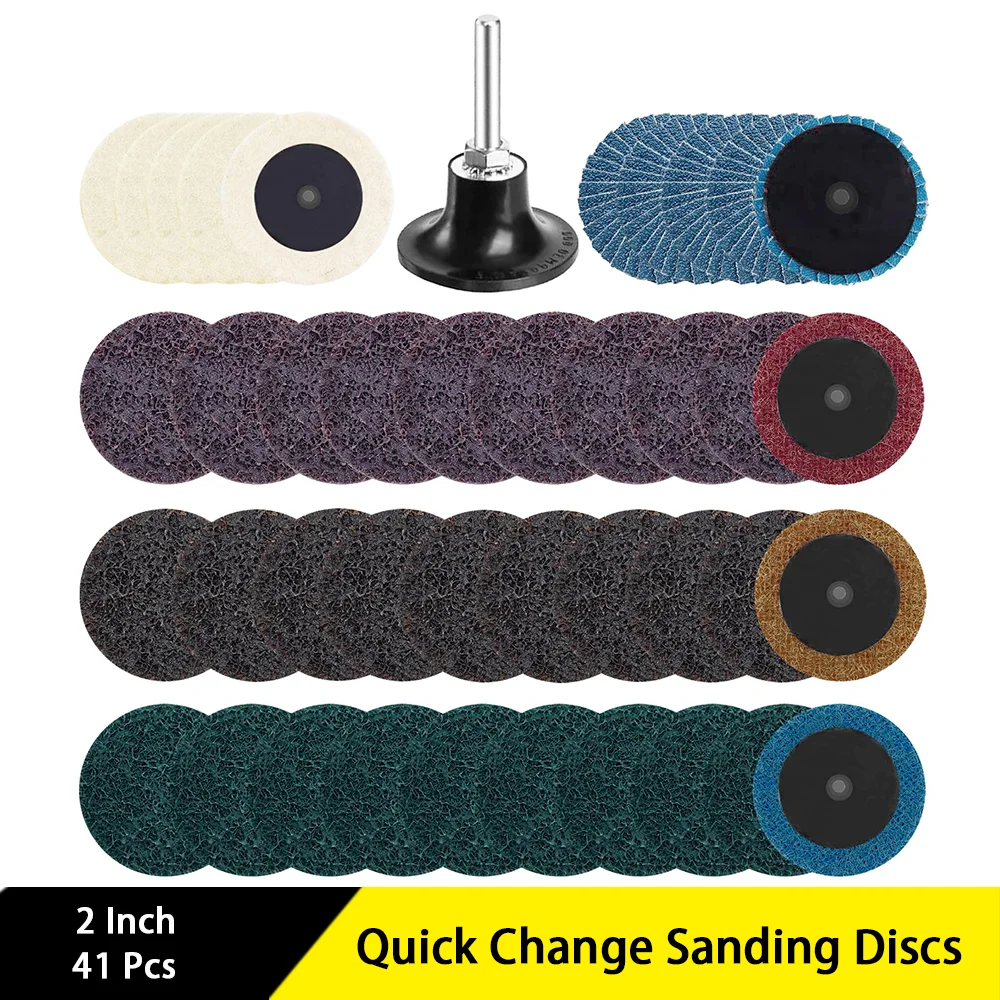 

2 Inch 41 Pcs Quick Change Sanding Discs Nylon Surface Conditioning Discs with 1/4"Holder for Coating Removal Finishing Blending