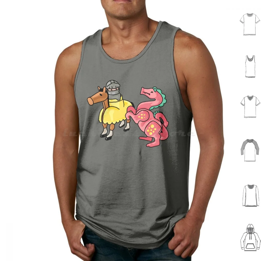 Dragon And Knight Upon His Noble Steed Tank Tops Vest Sleeveless Knight Little People Fisher Price Fplp Dragon Cute Dnd And